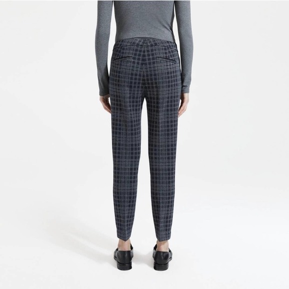 Theory Testra Plaid Structured Pant Stretch Trousers, Navy Blue Preppy Old Money - Picture 10 of 11